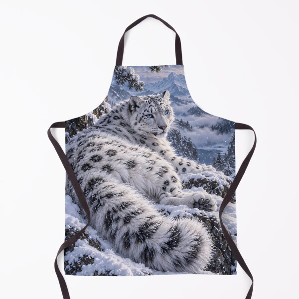 Item preview, Snow Leopard in Snowy Mountains – Blue-Eyed Wildlife Portrait designed and sold by ManJiangHong.