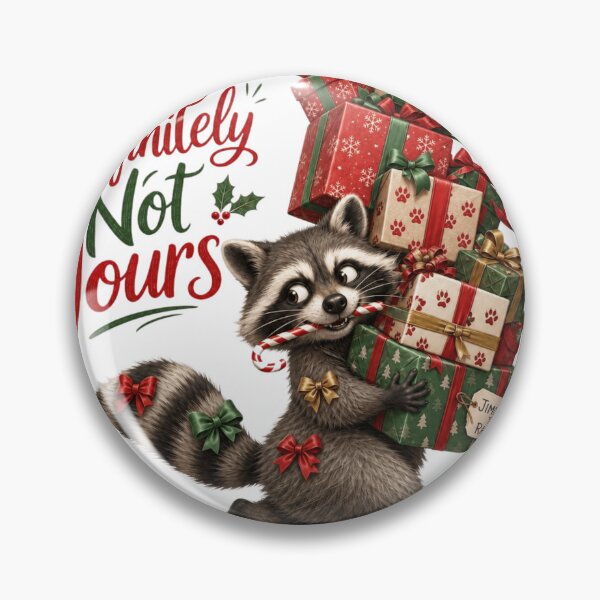 Item preview, Definitely Not Yours Funny Christmas Raccoon Stealing Presents designed and sold by Marie Gems.