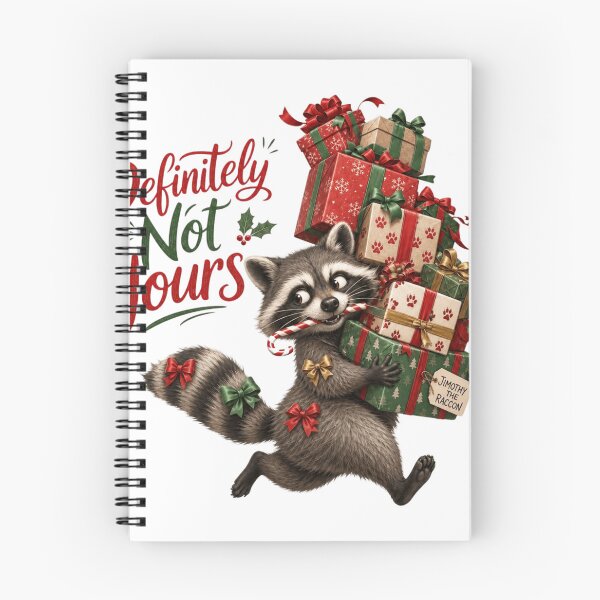 Item preview, Definitely Not Yours Funny Christmas Raccoon Stealing Presents designed and sold by Marie Gems.