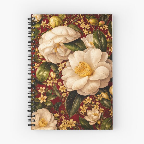Item preview, White Camellias on Crimson — Botanical Floral designed and sold by Bodique.