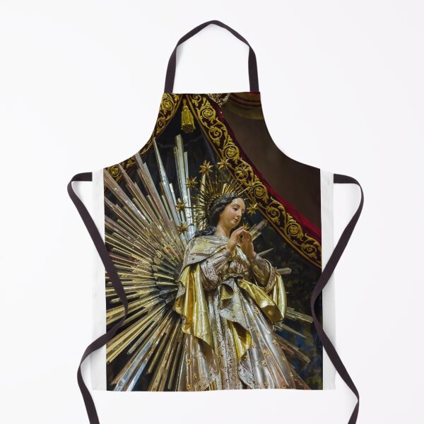 Item preview, Religious Statue of Virgin Mary with Radiant Halo and Ornate Robes on Velvet Backdrop designed and sold by Nmallia.