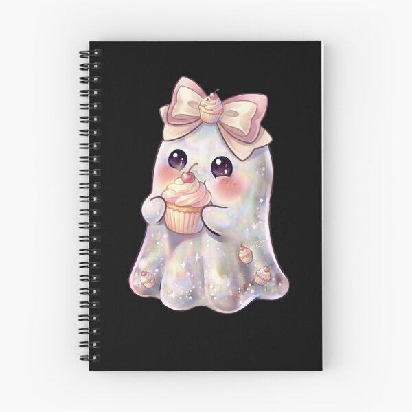 Item preview, Cute Kawaii Ghost Eating a Strawberry Cupcake Design / Baking /  Cherry / Halloween / Foodie / T-shirts mugs stickers phone case hardcover journal poster designed and sold by TeenLake.