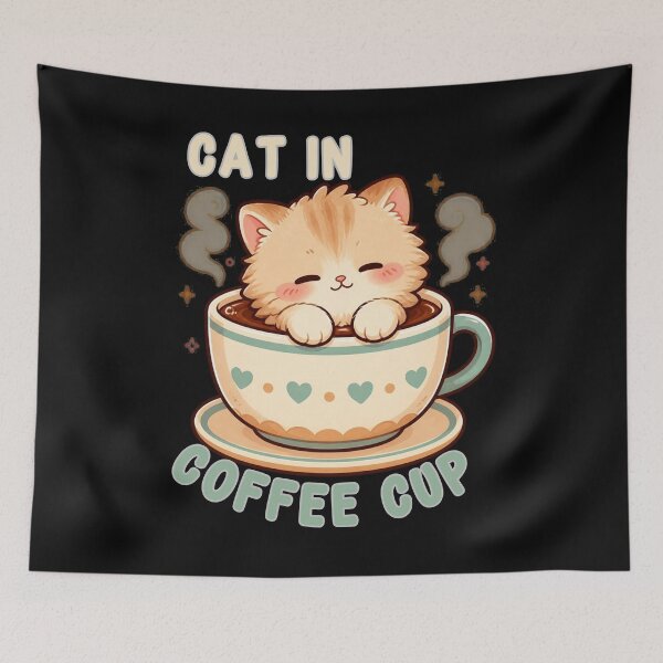 Item preview, Cute Cat in Coffee Cup – Kawaii Cat Lover Design designed and sold by VisualPantry.