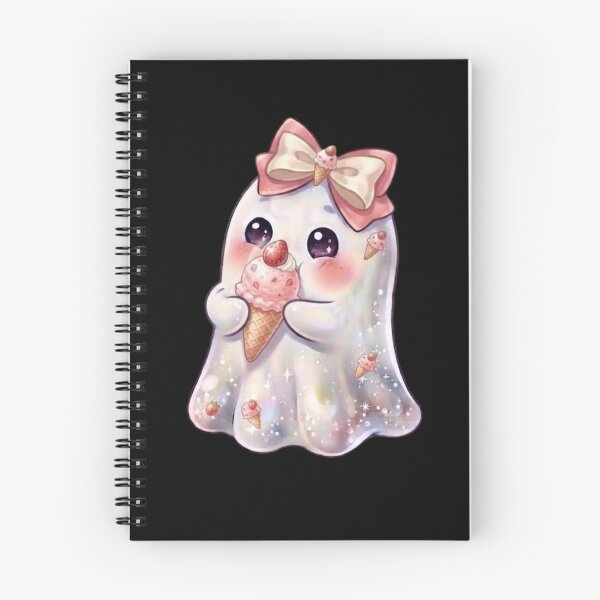Item preview, Cute Kawaii Ghost Eating a Strawberry Ice-cream Cone Design / Halloween / Ghosts / Foodie / T-shirts mugs stickers phone case hardcover journal poster designed and sold by TeenLake.
