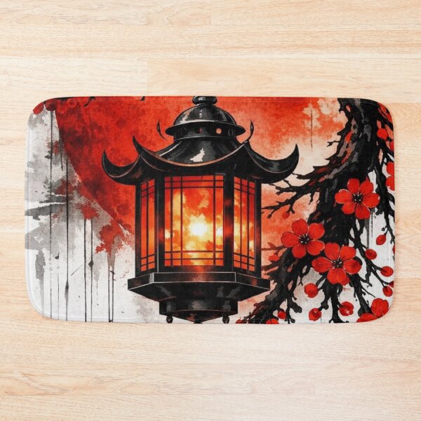 Item preview, Japanese Lantern and Red Sun Watercolor — Sakura Blossom Asian Aesthetic designed and sold by LYAN-STORE.