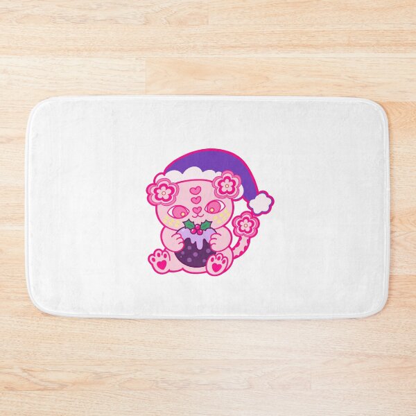 Item preview, Cute Pink Persian Cat Holding Christmas Pudding designed and sold by BigfeetLittlepaws.
