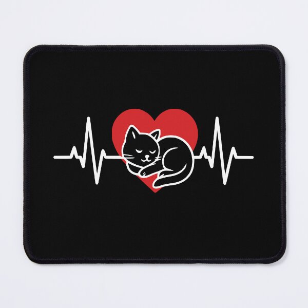 Item preview, Cat love heartbeat ECG with cat in heart designed and sold by FeverVoid.