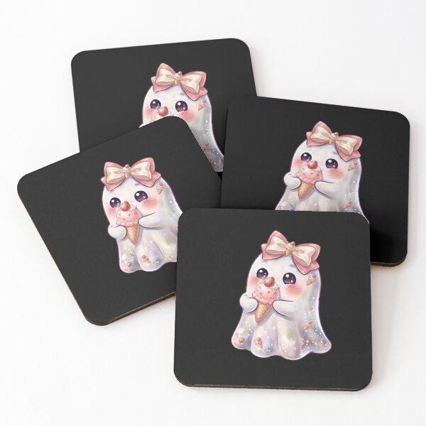 Item preview, Cute Kawaii Ghost Eating a Strawberry Ice-cream Cone Design / Halloween / Ghosts / Foodie / T-shirts mugs stickers phone case hardcover journal poster designed and sold by TeenLake.