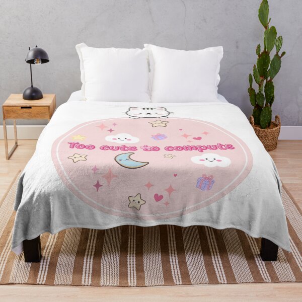 Item preview, Too Cute to Compute Kawaii Cat Moon Stars - Pink Nursery Graphic Print designed and sold by Rehnair.