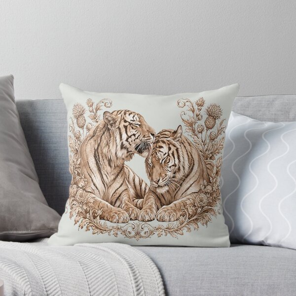 Item preview, Vintage Sepia Tiger Pair Botanical Art designed and sold by the artedivino.