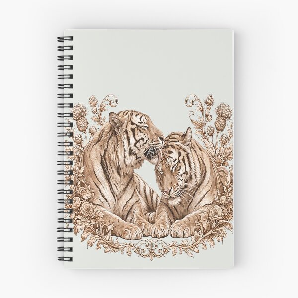 Item preview, Vintage Sepia Tiger Pair Botanical Art designed and sold by the artedivino.