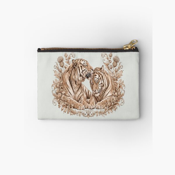 Item preview, Vintage Sepia Tiger Pair Botanical Art designed and sold by the artedivino.