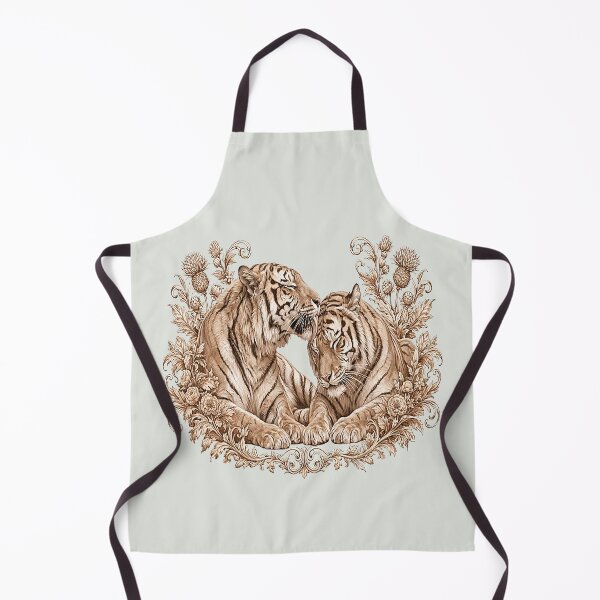 Item preview, Vintage Sepia Tiger Pair Botanical Art designed and sold by the artedivino.
