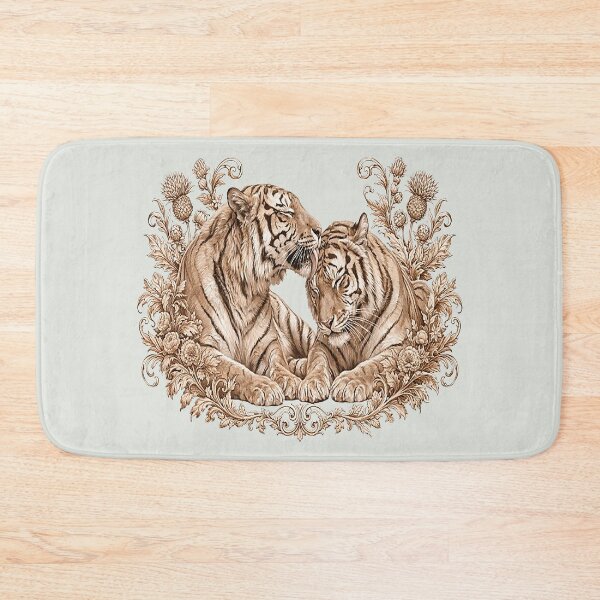 Item preview, Vintage Sepia Tiger Pair Botanical Art designed and sold by the artedivino.