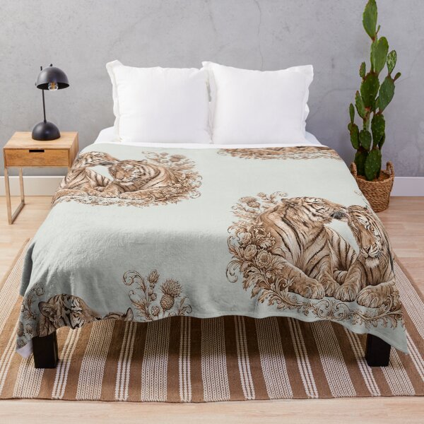 Item preview, Vintage Sepia Tiger Pair Botanical Art designed and sold by the artedivino.