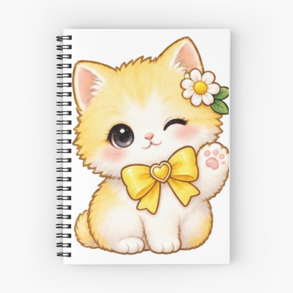 Item preview, Cute Yellow Kawaii Cat with Daisy and Yellow Bow designed and sold by Kiralemon.