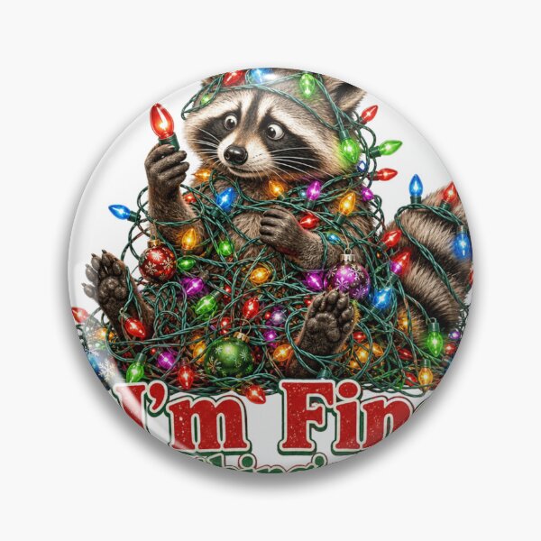 Item preview, I'm Fine Everything's Festive Funny Christmas Raccoon designed and sold by Marie Gems.
