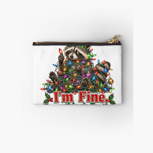 Item preview, I'm Fine Everything's Festive Funny Christmas Raccoon designed and sold by Marie Gems.