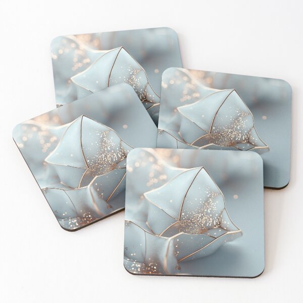 Item preview, Abstract Light Blue Marble Waves with Gold Glitter — Luxury Organic Waves Art designed and sold by LYAN-STORE.