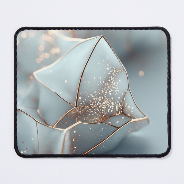 Item preview, Abstract Light Blue Marble Waves with Gold Glitter — Luxury Organic Waves Art designed and sold by LYAN-STORE.