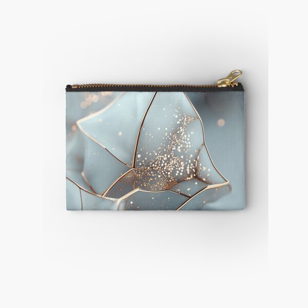 Item preview, Abstract Light Blue Marble Waves with Gold Glitter — Luxury Organic Waves Art designed and sold by LYAN-STORE.