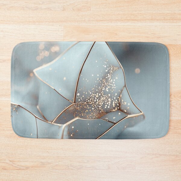 Item preview, Abstract Light Blue Marble Waves with Gold Glitter — Luxury Organic Waves Art designed and sold by LYAN-STORE.