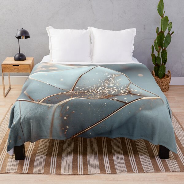 Item preview, Abstract Light Blue Marble Waves with Gold Glitter — Luxury Organic Waves Art designed and sold by LYAN-STORE.