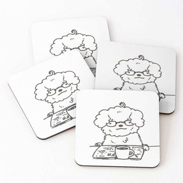 Item preview, A cute dog reading the morning paper with his coffee  designed and sold by OuiOuiArt.