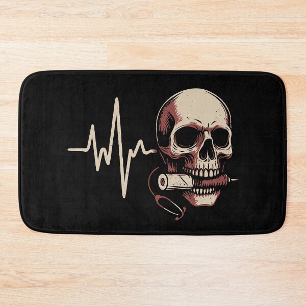 Item preview, Medical skull with ECG and stethoscope, vintage designed and sold by FeverVoid.