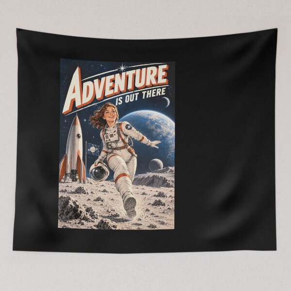 Item preview, Adventure Is Out There - Retro Sci-Fi Astronaut Woman designed and sold by Quantum Fashion.