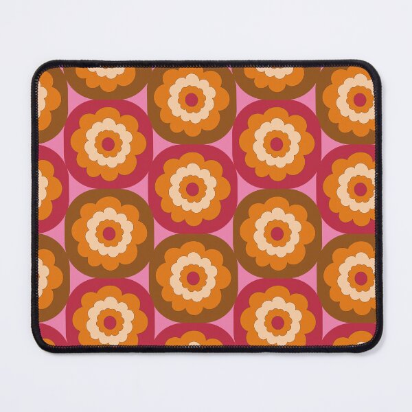 Item preview, Bold Mid-century 1970s style retro blooms in stacked cube blocks designed and sold by PrettywithColor.