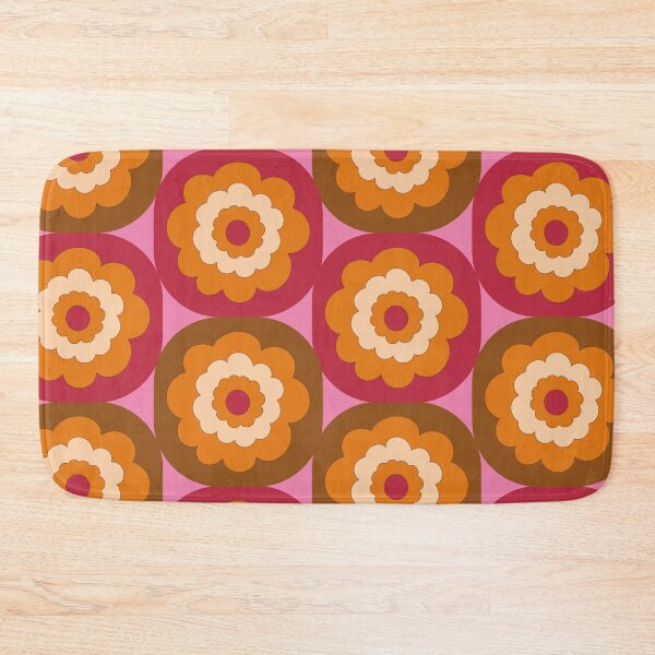 Item preview, Bold Mid-century 1970s style retro blooms in stacked cube blocks designed and sold by PrettywithColor.