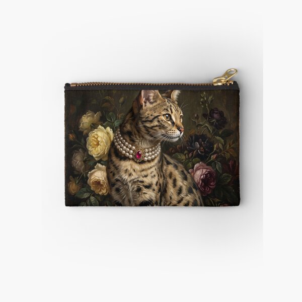Item preview, Regal Ocelot Portrait with Ruby Pearl Necklace designed and sold by Real Beast Art.