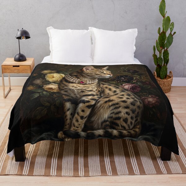Item preview, Regal Ocelot Portrait with Ruby Pearl Necklace designed and sold by Real Beast Art.