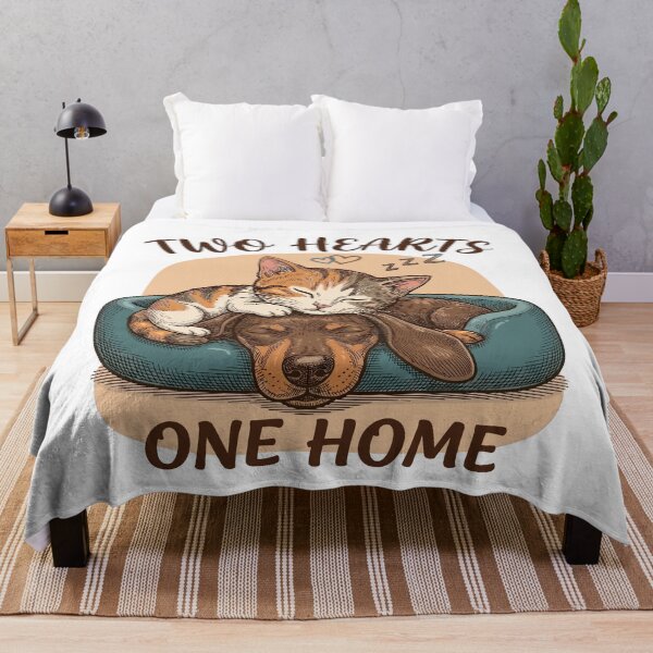 Item preview, Two Hearts One Home – Rescue Cat & Dog Cuddle Art designed and sold by JPees.