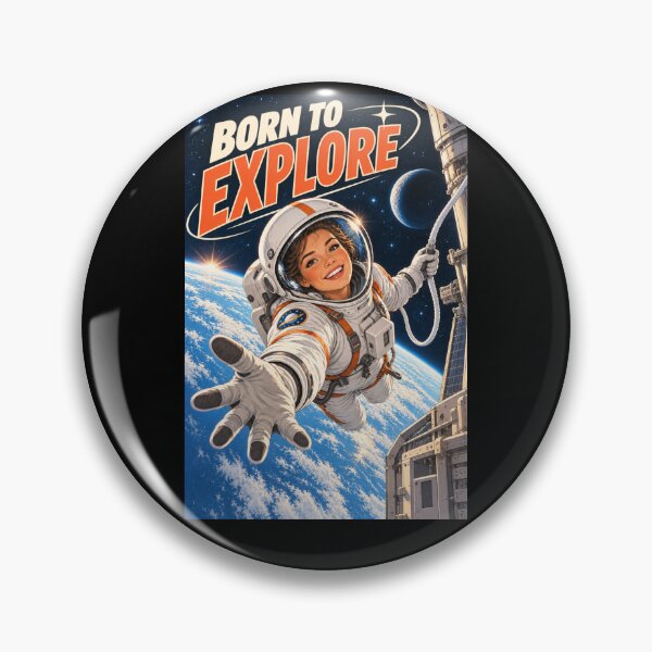 Item preview, Born To Explore - Retro Sci-Fi Astronaut Woman designed and sold by Quantum Fashion.