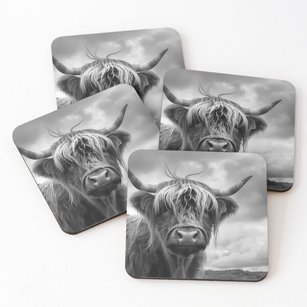 Item preview, Scottish Highland cattle black and white photography designed and sold by Artdavesalzburg.