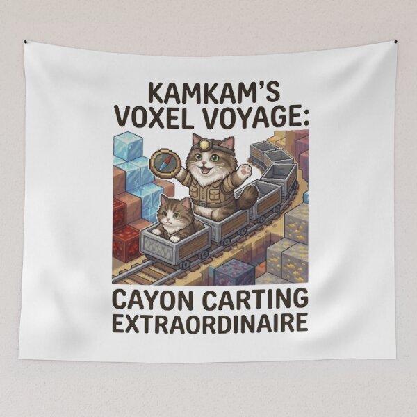 Item preview, KamKam’s Voxel Voyage: Canyon Carting Extraordinaire - Pixel Art Cat Explorer designed and sold by PetalsPaws.
