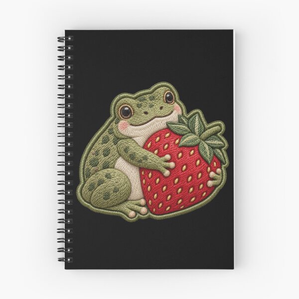 Item preview, Cute Strawberry Frog Embroidered Patch Style Cottagecore Sticker designed and sold by ArcanePrintsxo.