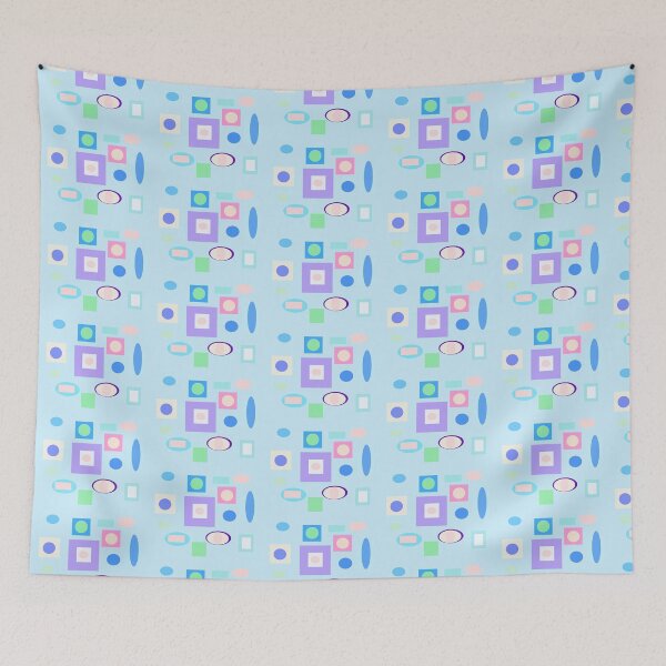 Item preview, Colorful Geometric Shapes on Blue designed and sold by Elaine M Hayward .
