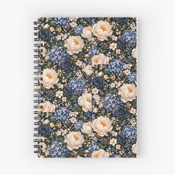 Item preview, Midnight Floral Pattern – Navy Blue Botanical + Gold Flowers designed and sold by FaithArt777.
