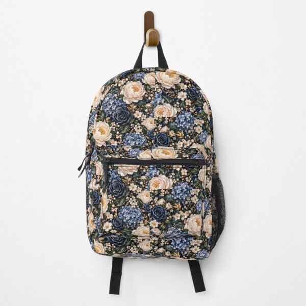 Item preview, Midnight Floral Pattern – Navy Blue Botanical + Gold Flowers designed and sold by FaithArt777.