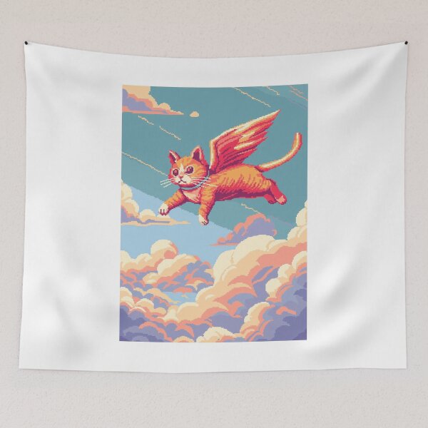Item preview, Magical Flying Cat Above Clouds designed and sold by True-Essence.