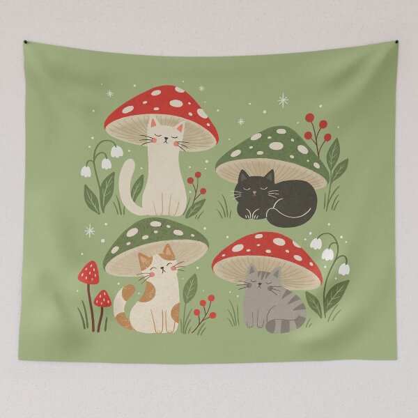 Item preview, Cute Autumn Mushroom Cats designed and sold by OHBOY! Handmade.