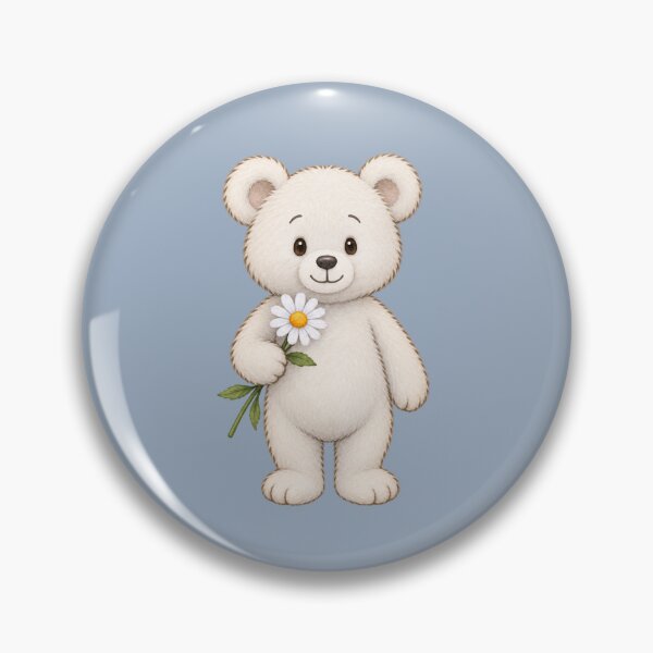 Item preview, Sweet White Teddy Bear with Daisy designed and sold by PrintGo26.