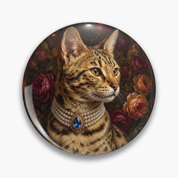 Item preview, Regal Ocelot Portrait with Blue Gem designed and sold by Real Beast Art.