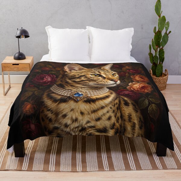 Item preview, Regal Ocelot Portrait with Blue Gem designed and sold by Real Beast Art.