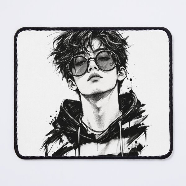 Item preview, Cool Anime Boy With Sunglasses - Grunge Ink Splatter Streetwear Aesthetic Art designed and sold by WearTheVibe Store.