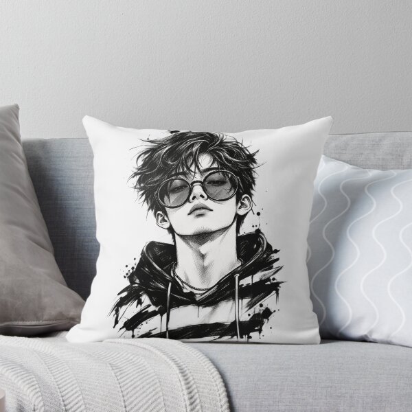 Item preview, Cool Anime Boy With Sunglasses - Grunge Ink Splatter Streetwear Aesthetic Art designed and sold by WearTheVibe Store.