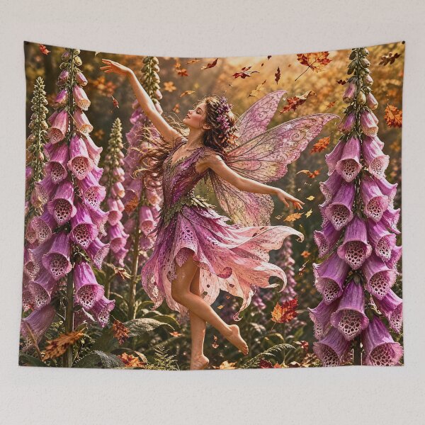 Item preview, Foxglove Fairy Dancing Through Autumn designed and sold by Storybook Botanica.